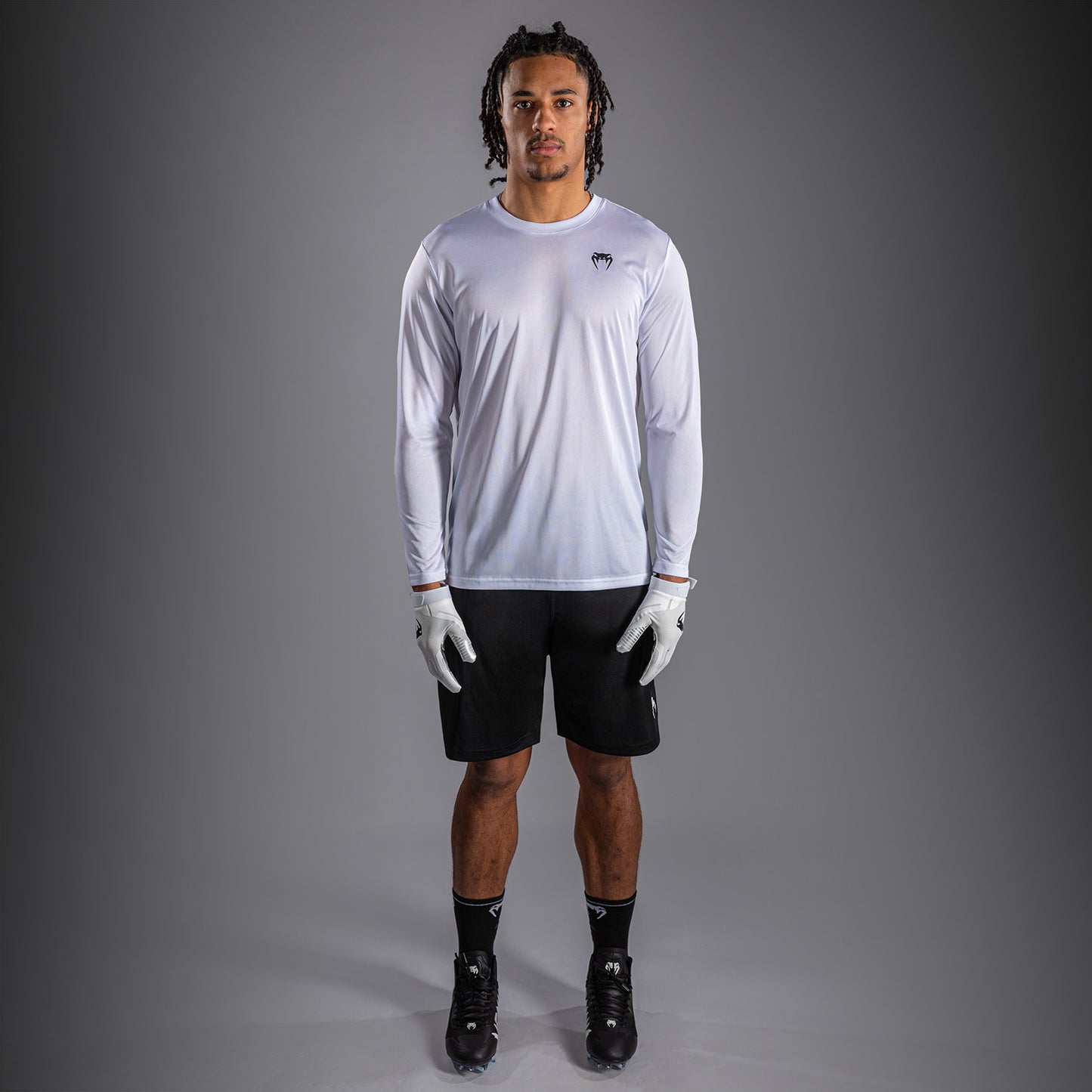 Venum Lineup Performance Long Sleeve T-Shirt - White/Black product-type_Dry Tech T-Shirts Venum