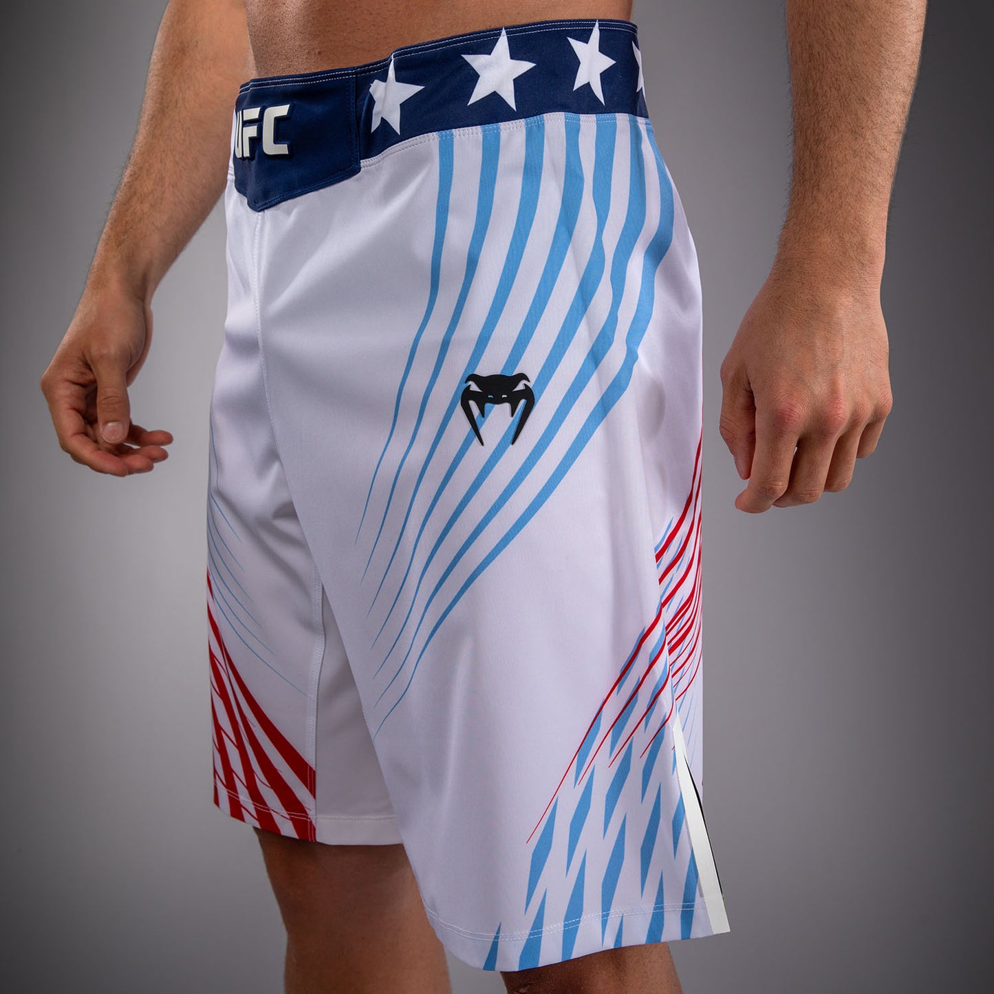 Men's Official UFC Freedom 250 by Venum White Personalized Authentic Fight Night Long Fit Fight Short