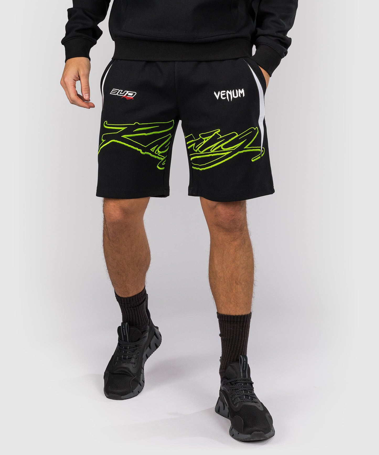 Venum x Bud Racing Men’s Cotton Shorts - Black/White/Lime Green