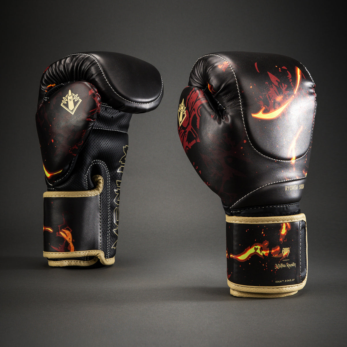 Jujutsu Kaisen x Venum Sukuna Impact Evo Boxing Gloves - Black/Beige