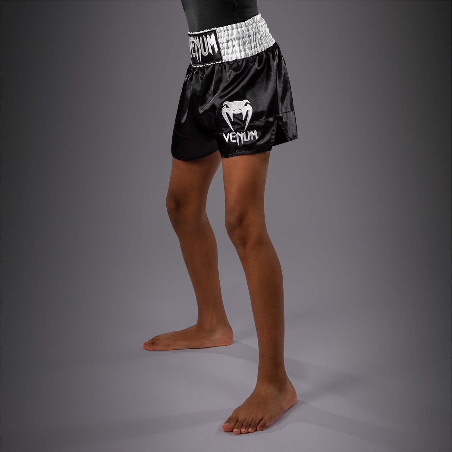 Venum Classic Muay Thai Shorts for Kids - Black/White  product-type_Muay Thai Shorts Venum