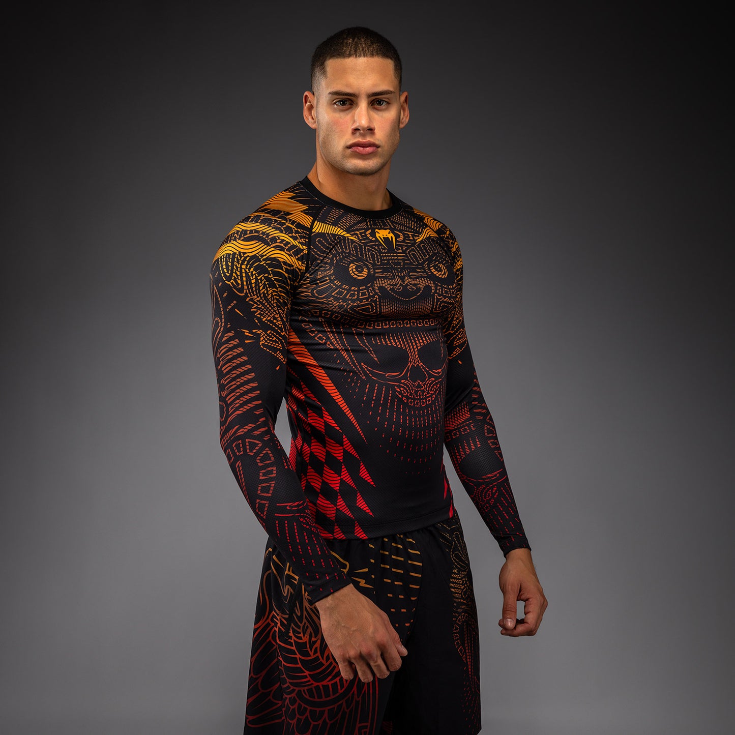Venum Quetzal Fury Long Sleeve Rashguard - Black/Fury Red/ Tangerine
