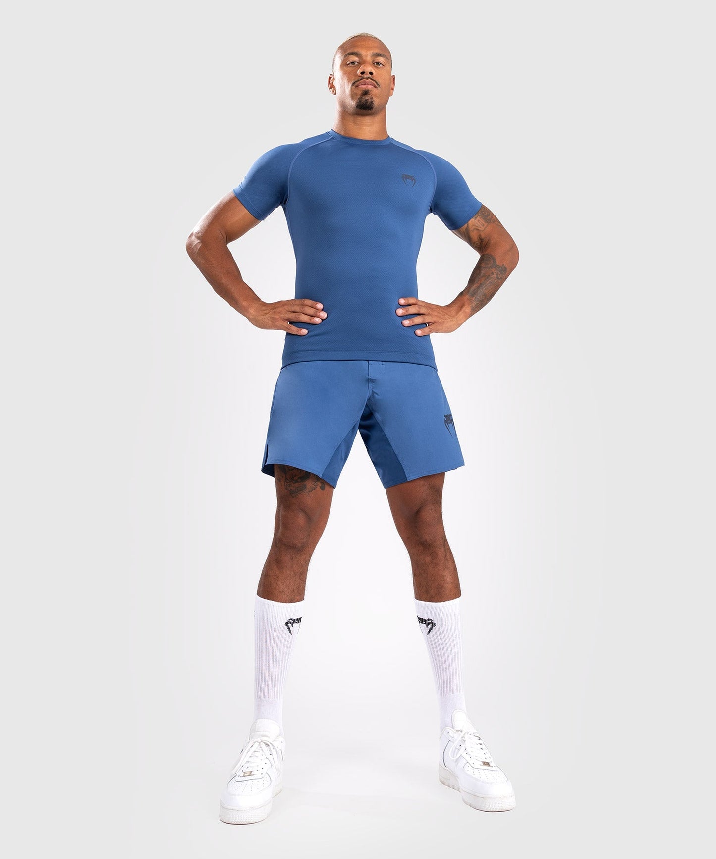 Rashguard à manches courtes pour hommes Venum Contender - Bleu - Shorts de compression