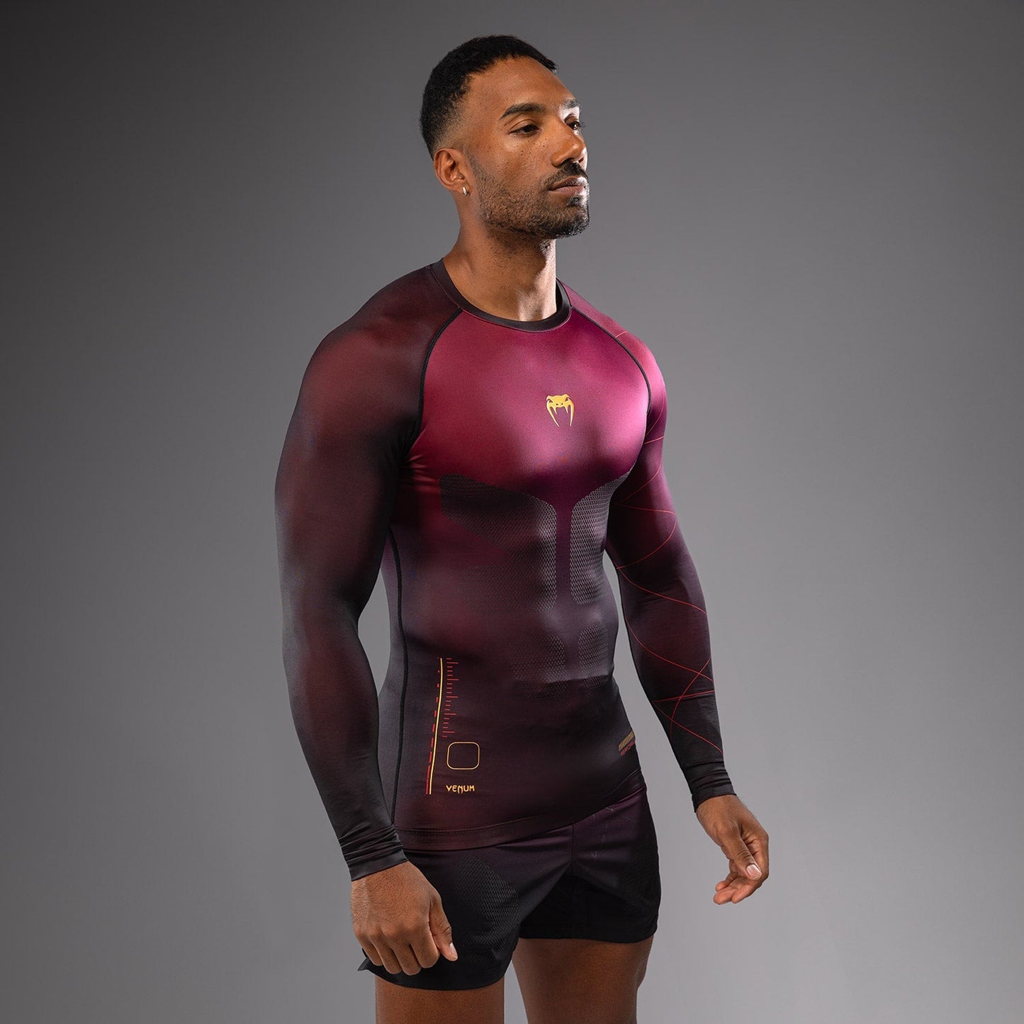 Venum Tactical XT Men's Long Sleeve Rashguard - Black/Burgundy/Gold