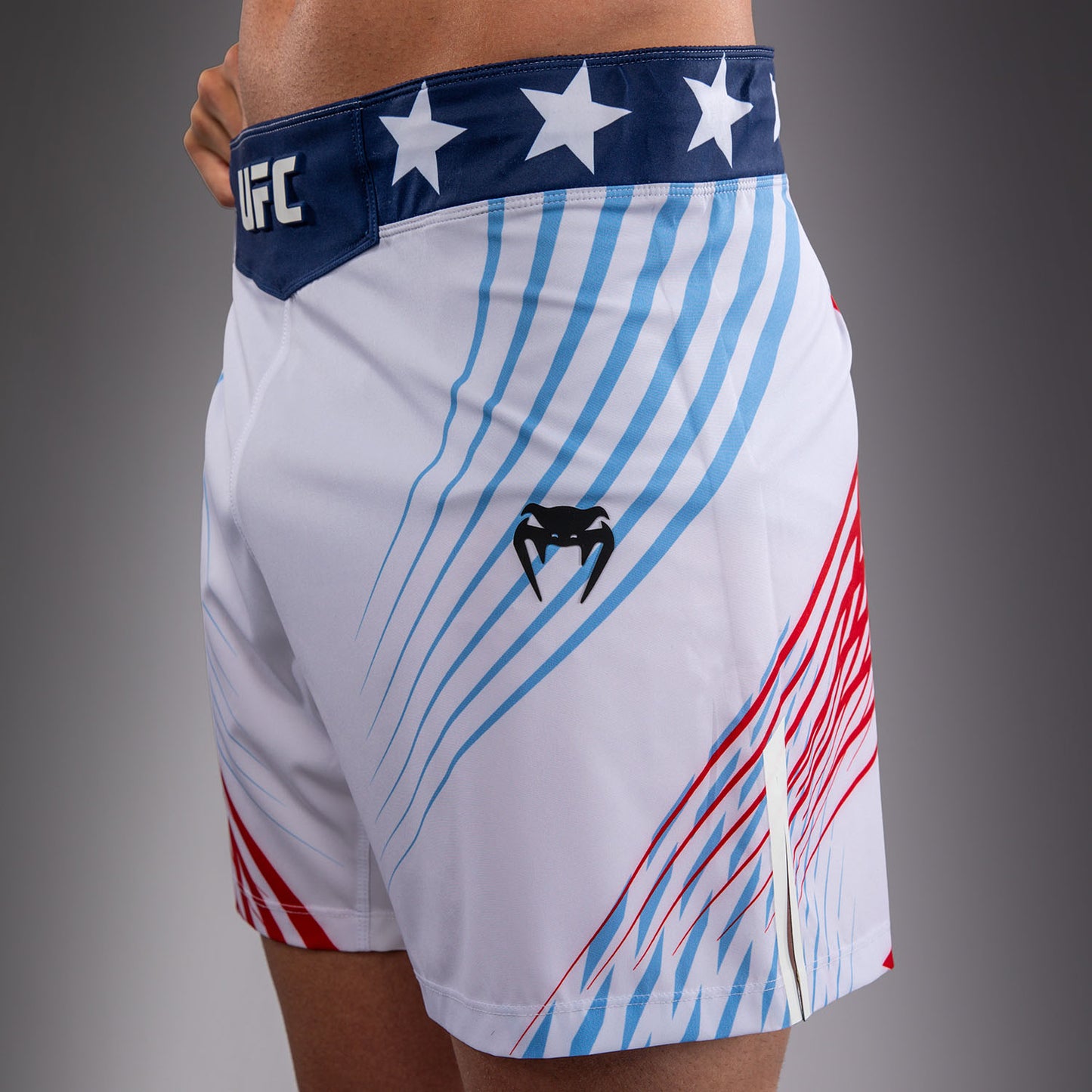 Men's Official UFC Freedom 250 by Venum White Personalized Authentic Fight Night Short Fit Fight Short