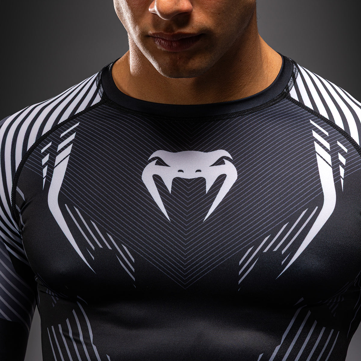 Venum No-Gi 6.0 Long Sleeve Rashguard - Black/White  product-type_Compression T-Shirts Venum