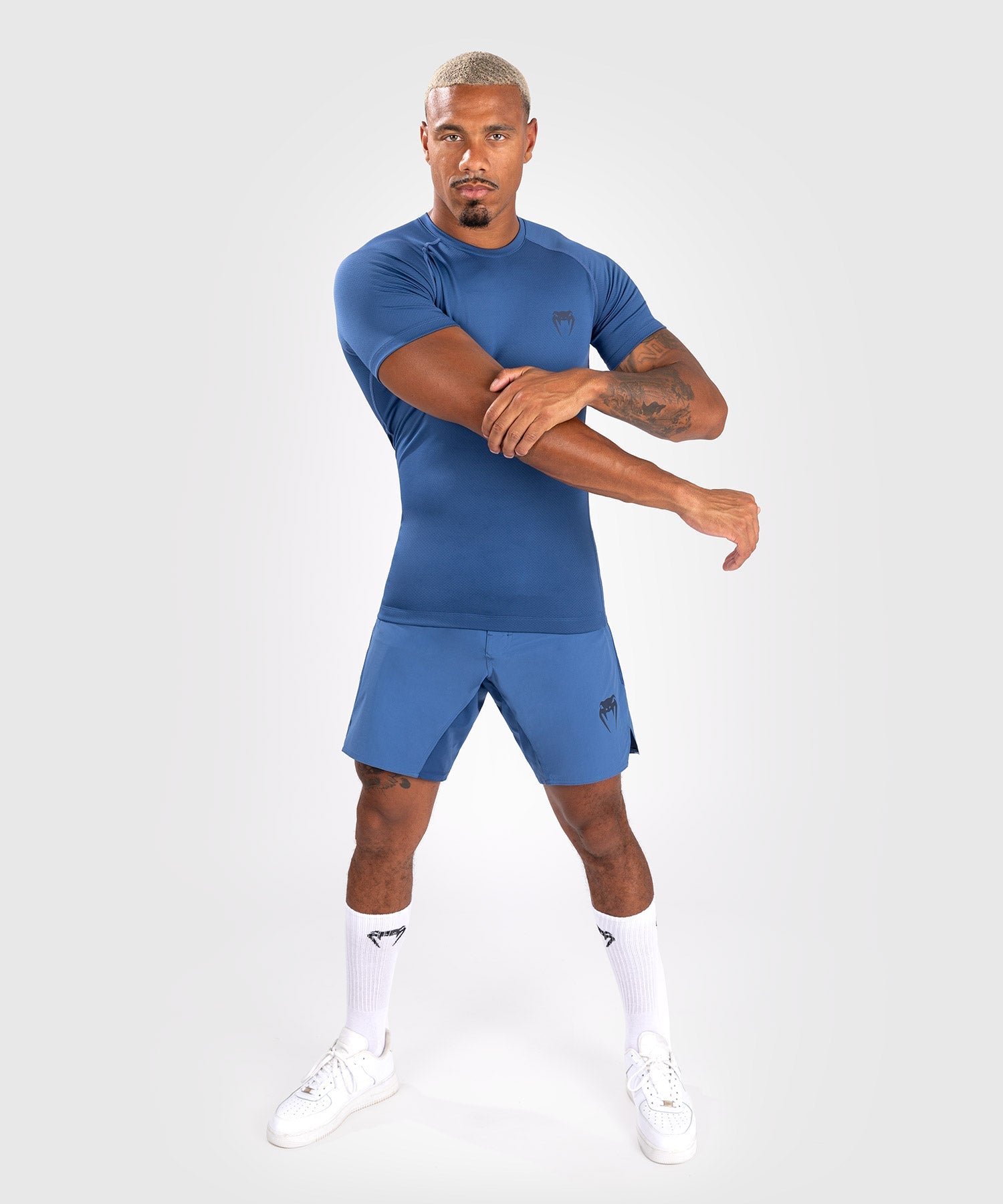 Rashguard à manches courtes pour hommes Venum Contender - Bleu - Shorts de compression