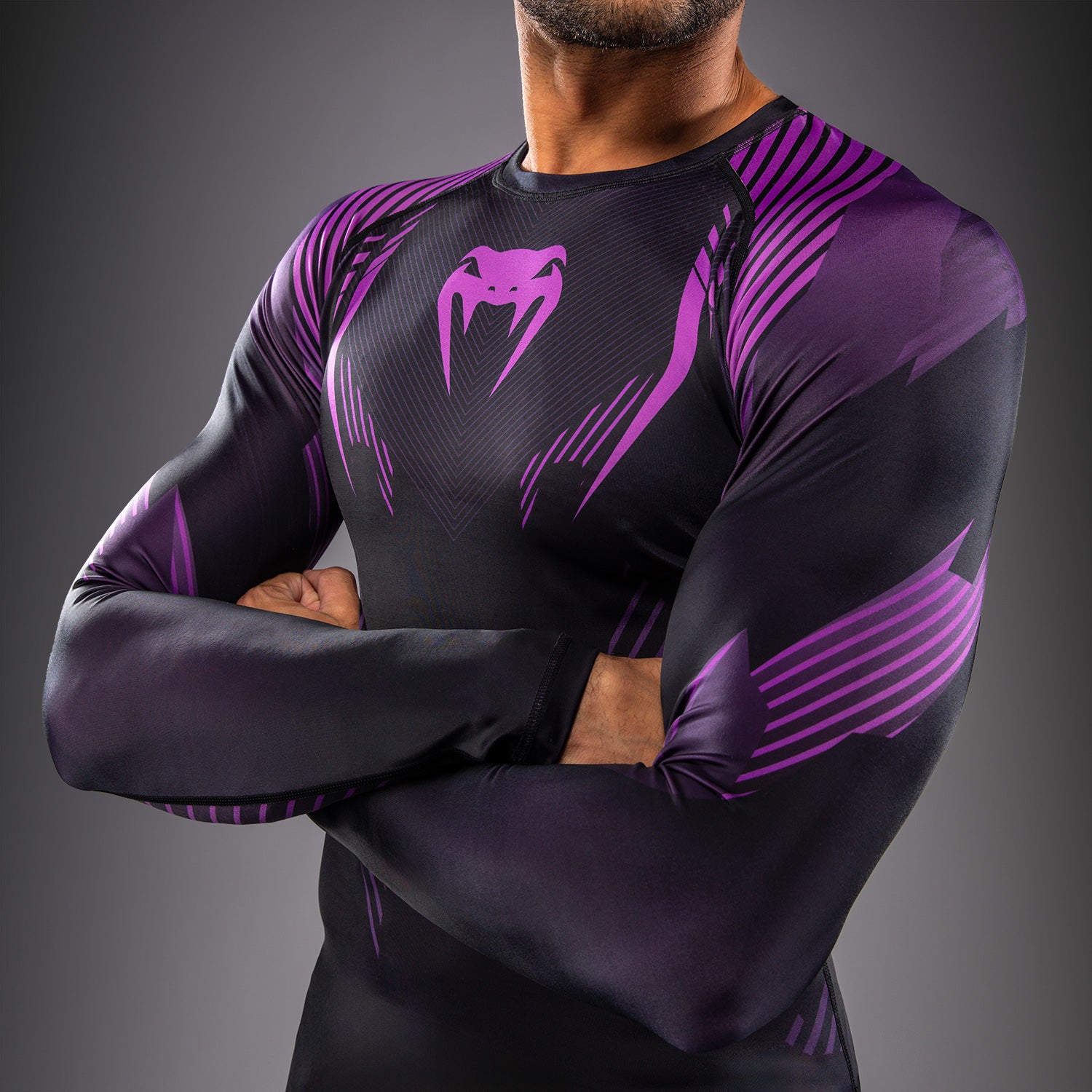 Venum No-Gi 6.0 Long Sleeve Rashguard - Black/Purple  product-type_Compression T-Shirts Venum