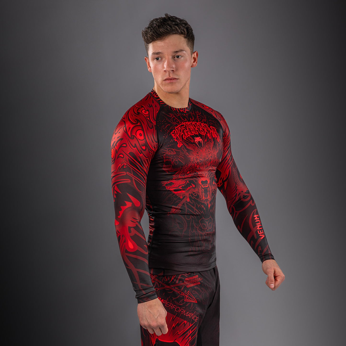 Venum Wolf Atak Long Sleeve Rashguard - Black/Red