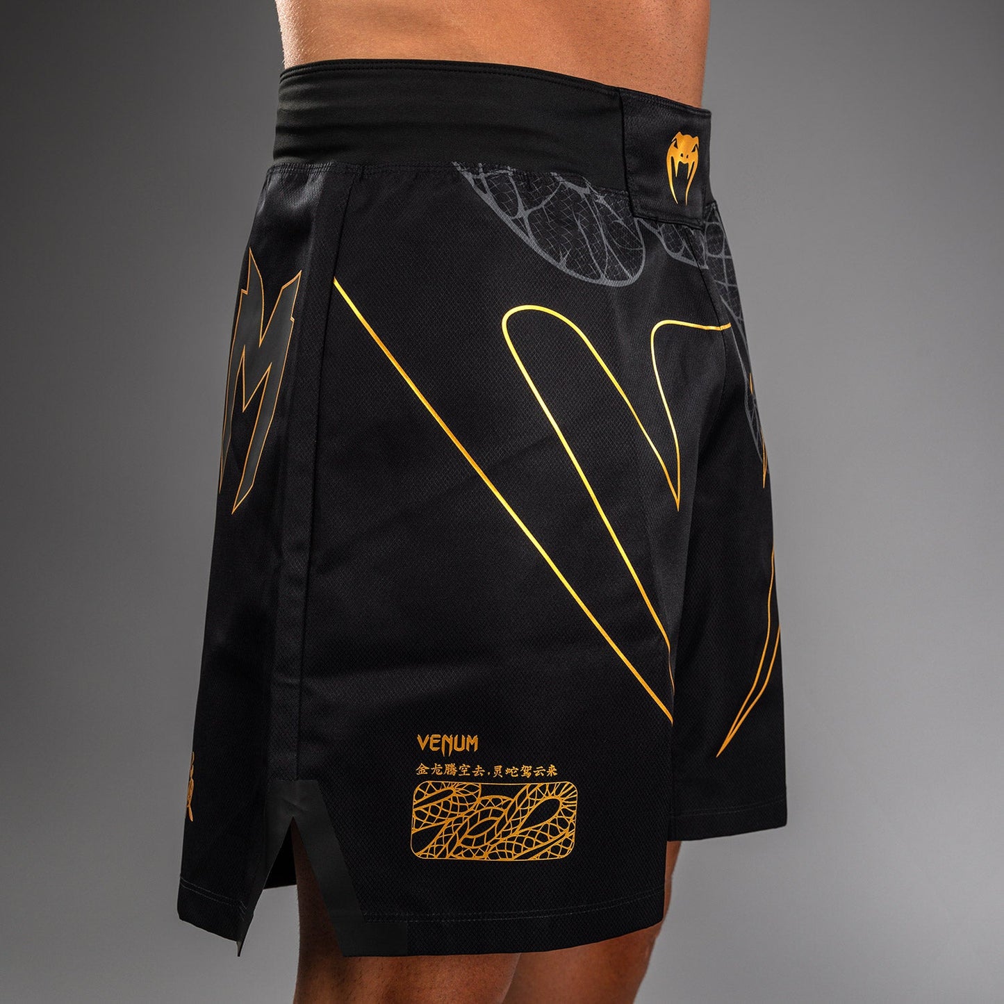Venum Serpenti Fight Shorts - Black/Silver/Gold
