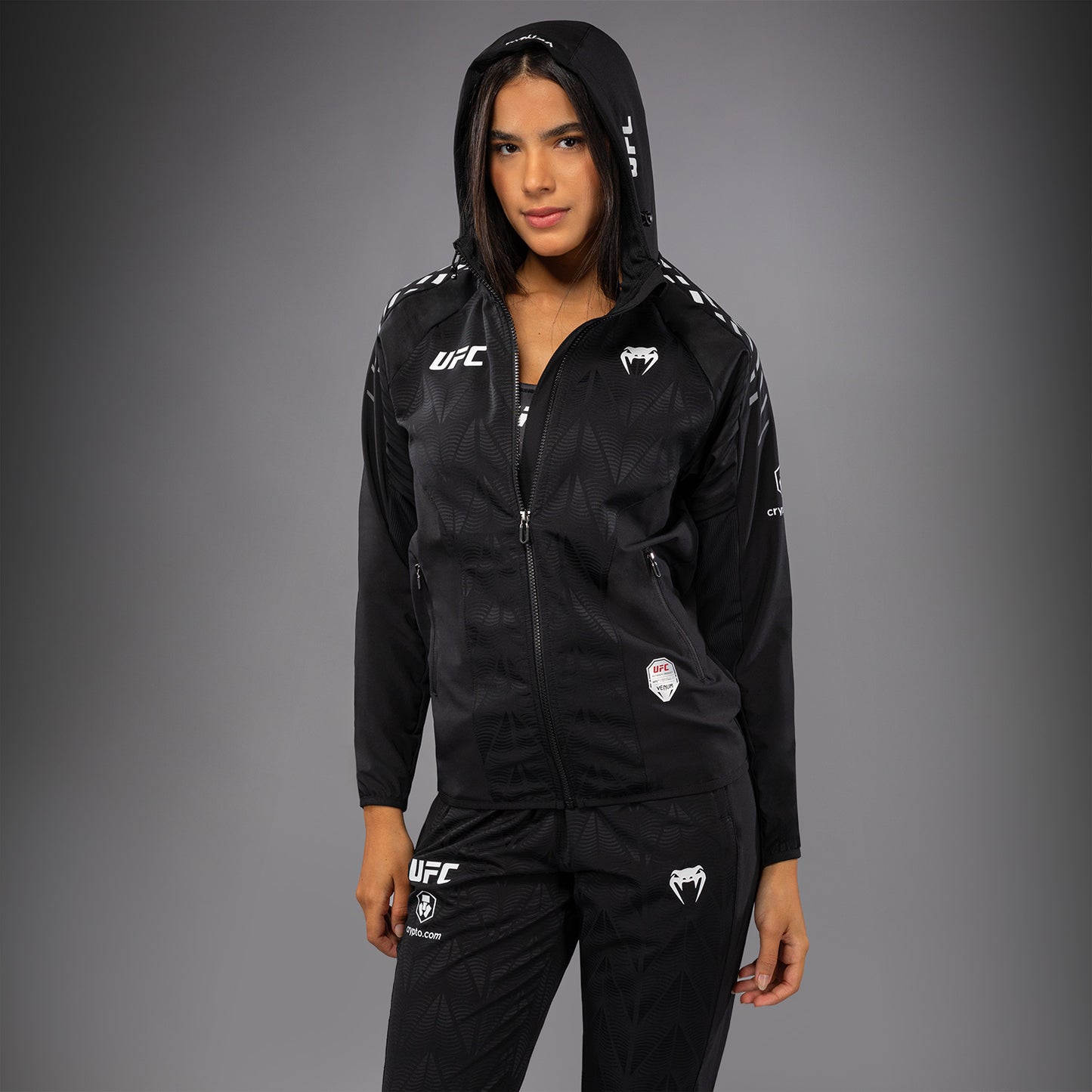Women's UFC Zenith by Venum Black Authentic Fight Night Walkout Hoodie Personalized
