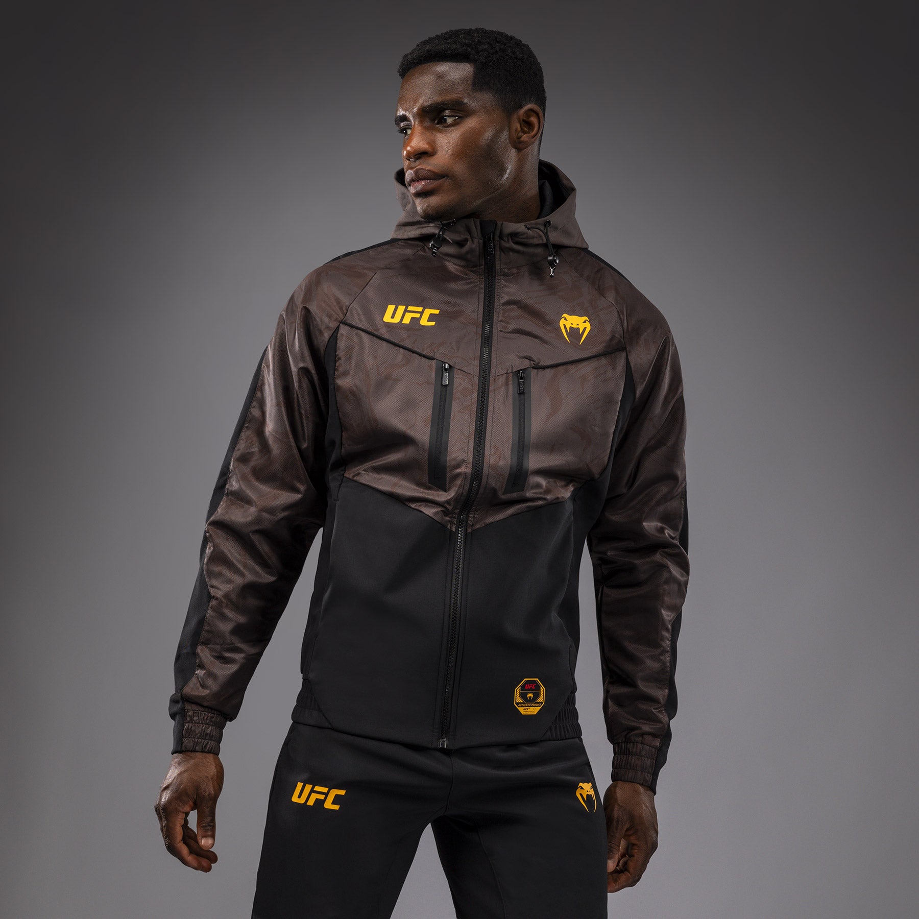 UFC Fusion by Venum Fight Week Men's Zip Hoodie - Earthen Brown