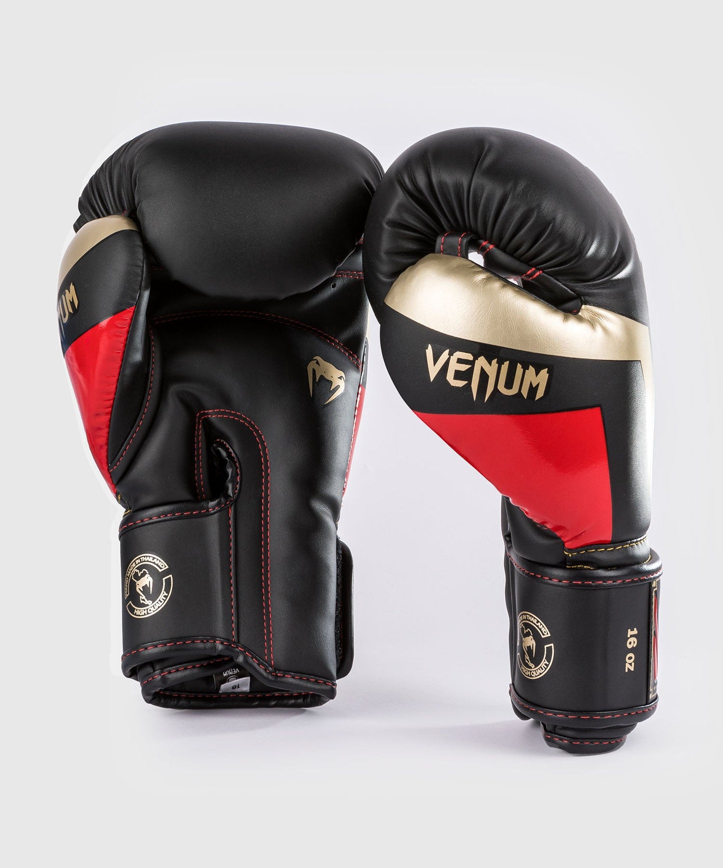 Venum Elite Boxing Gloves - Black/Gold/Red