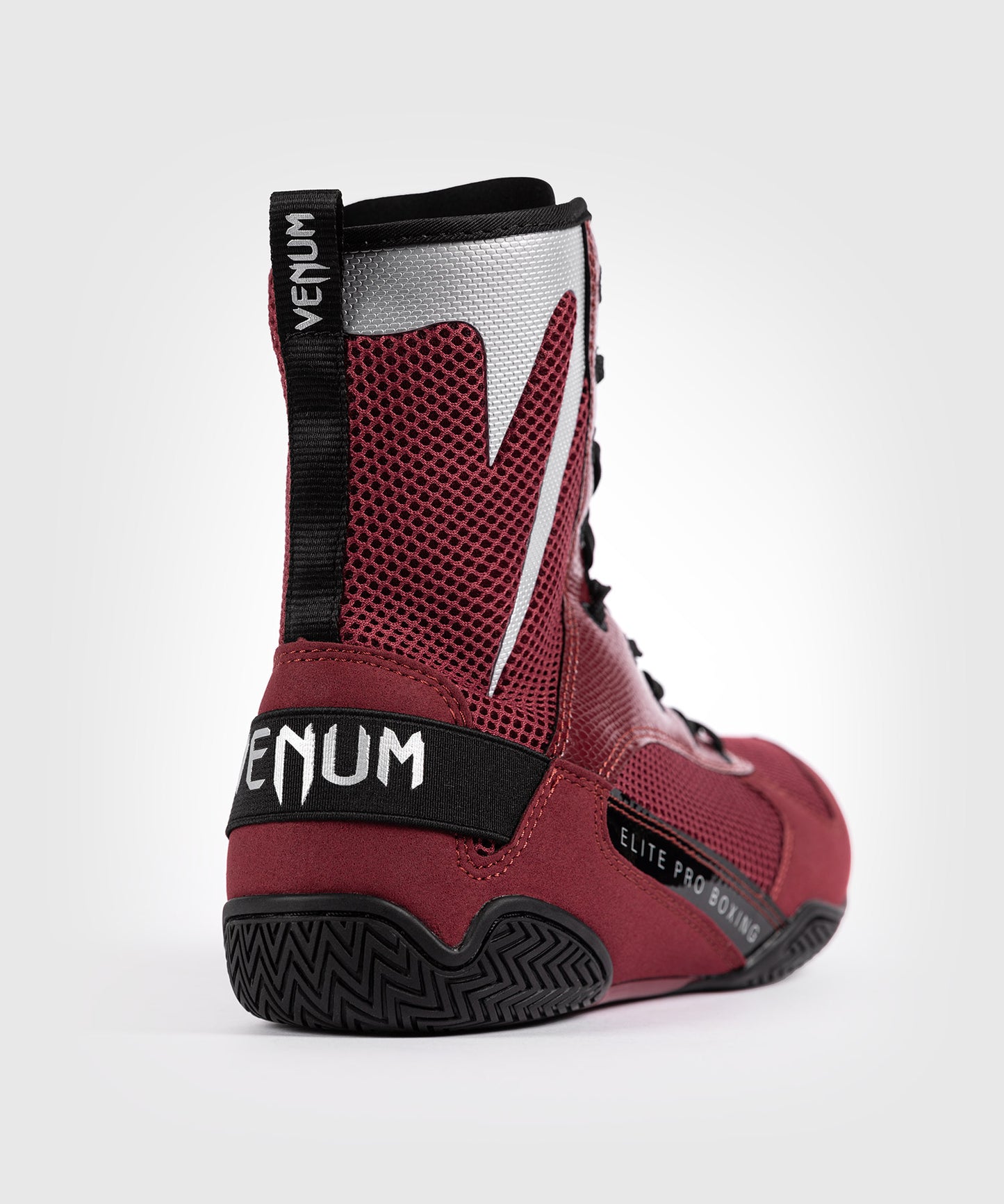 Venum Elite Boxing Shoes - Burgundy / Silver