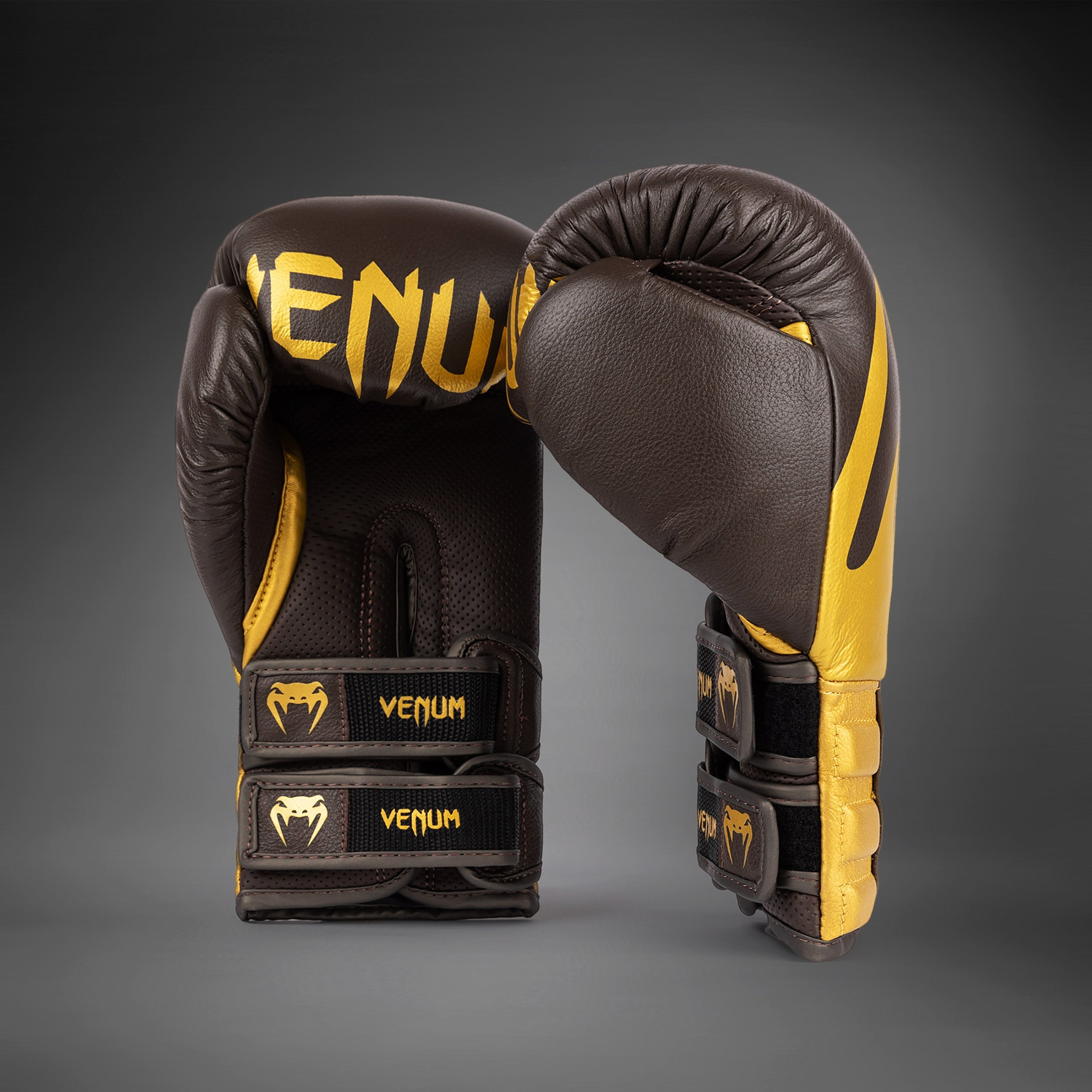 Venum Reverso Boxing Gloves - Chocolate/Gold - Venum