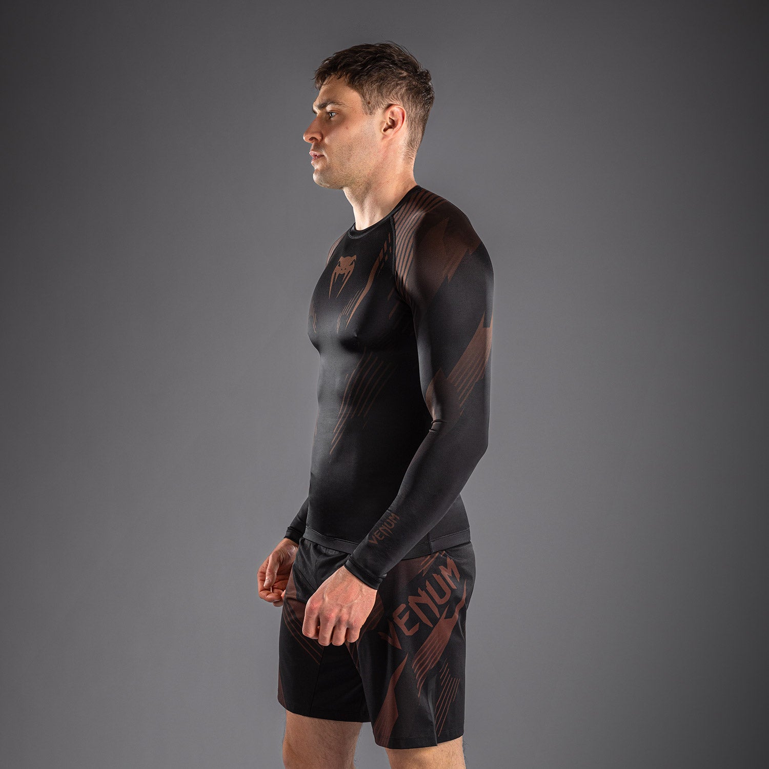 Venum No-Gi 6.0 Long Sleeve Rashguard - Black/Brown  product-type_Compression T-Shirts Venum
