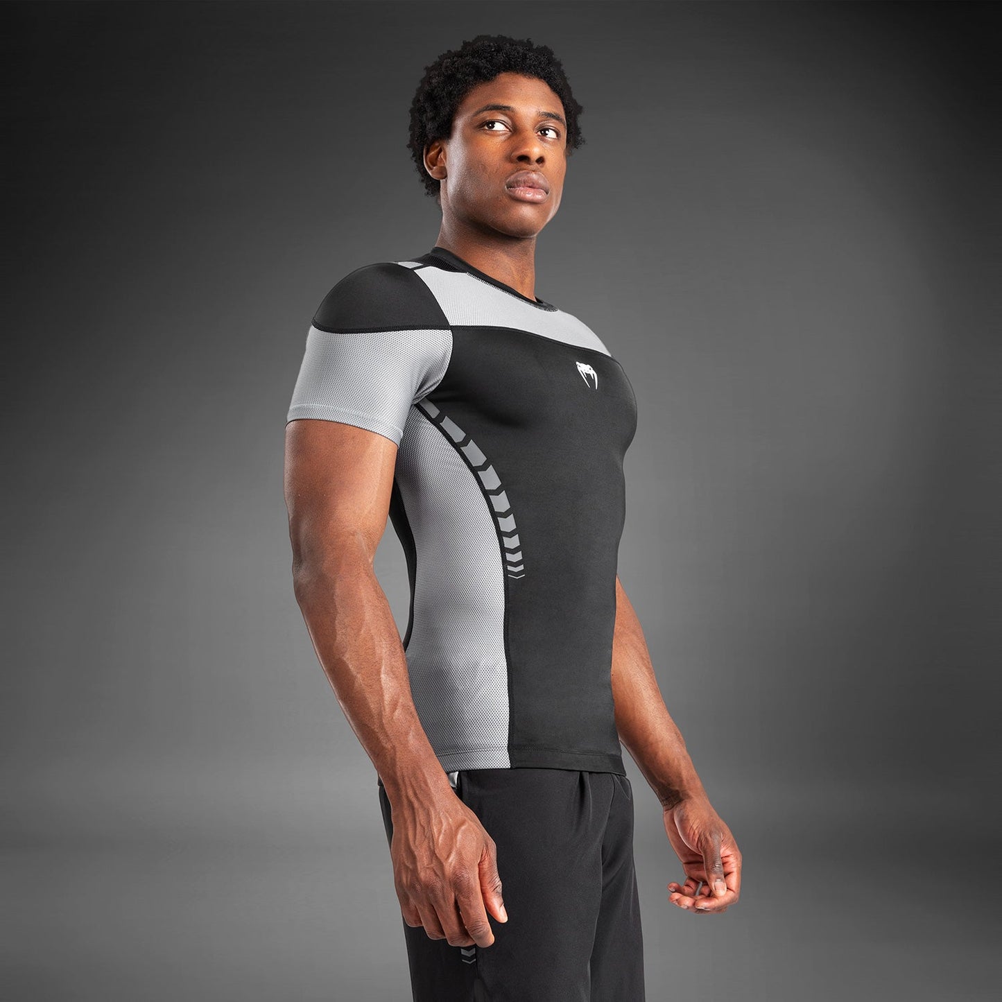 Venum Tempest Men's Short Sleeve Rashguard - Black/Grey