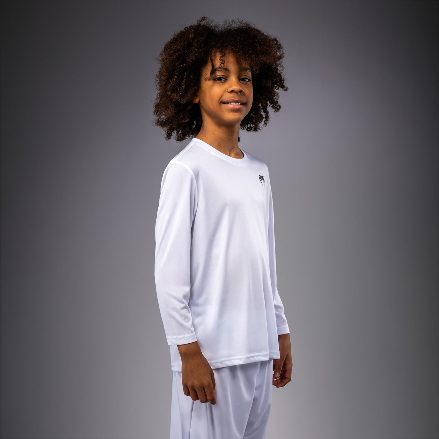 Venum Lineup Youth Performance Long Sleeve T-Shirt - White/Black  product-type_Dry Tech T-Shirts Venum