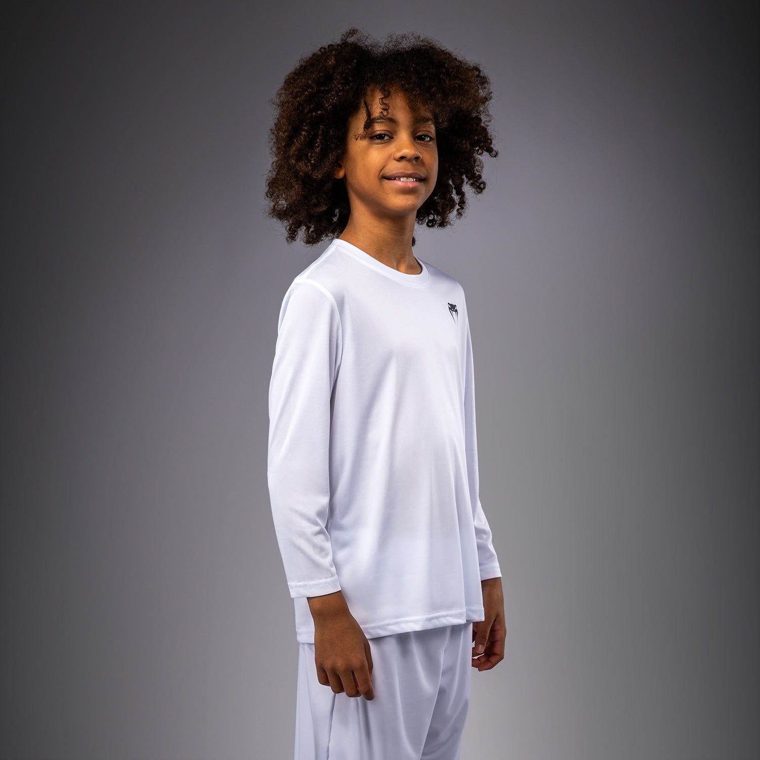 Venum Lineup Youth Performance Long Sleeve T-Shirt - White/Black  product-type_Dry Tech T-Shirts Venum