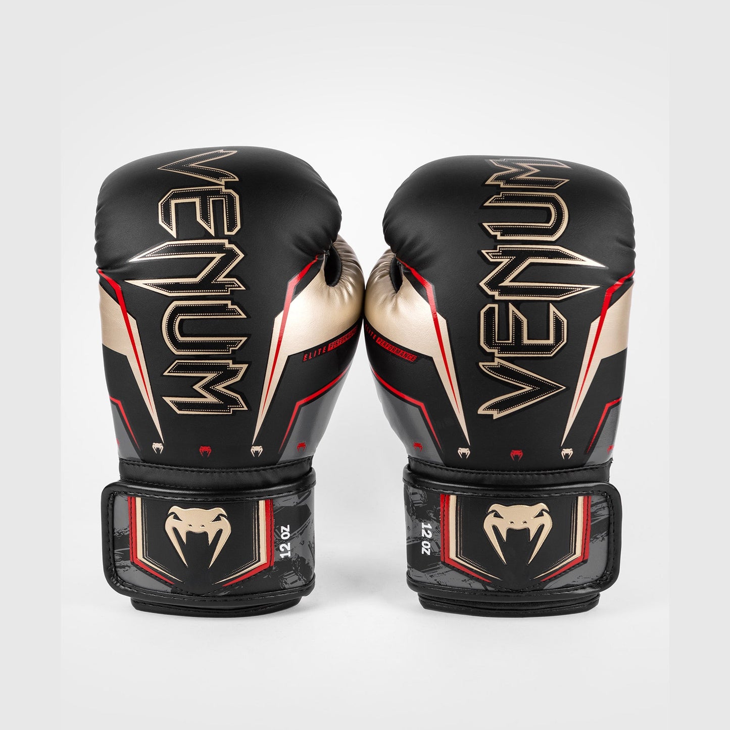 Venum Elite Evo Boxing Gloves - Black/Gold/Red