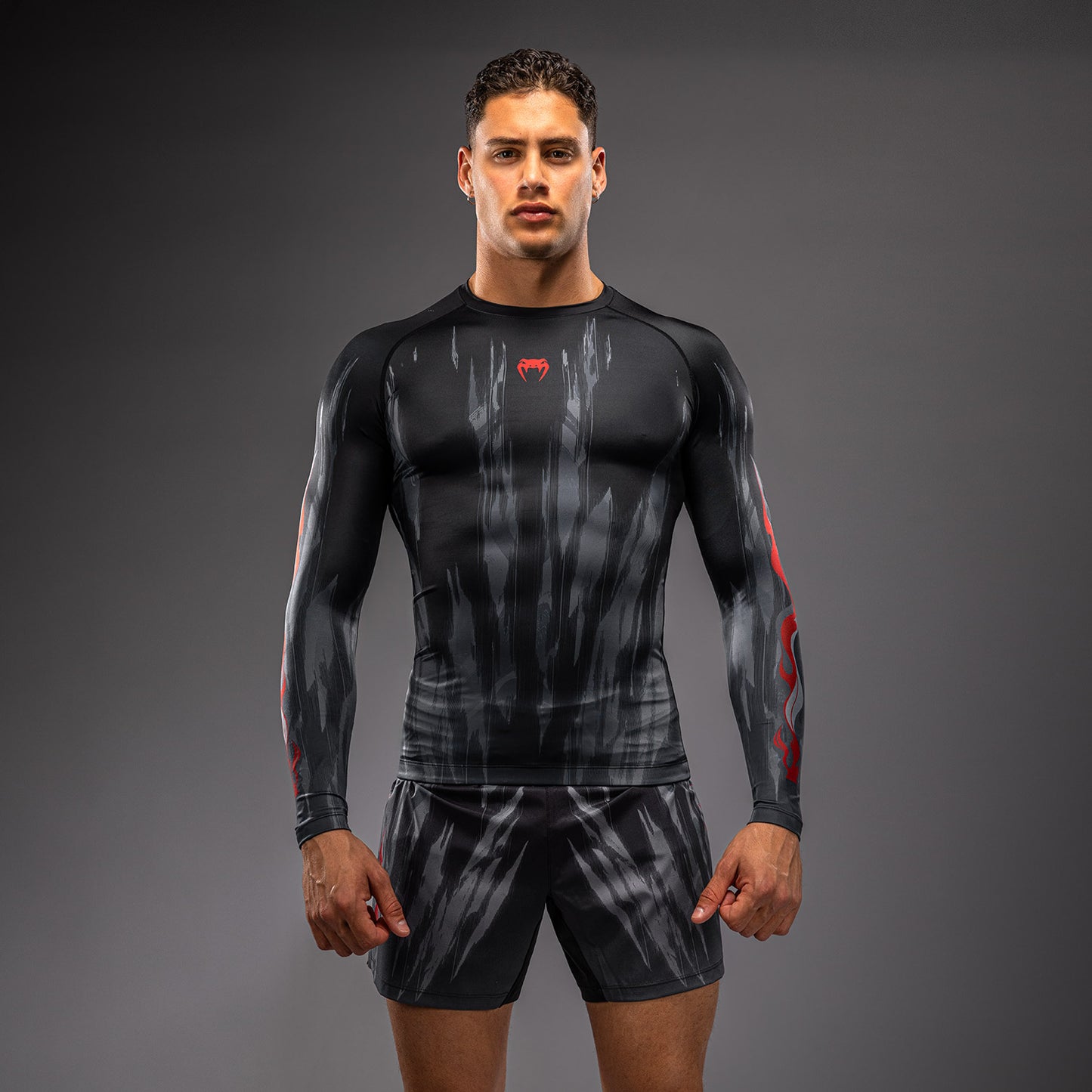 Venum Demon Long Sleeve Rashguard - Black/Grey  product-type_Compression T-Shirts Venum