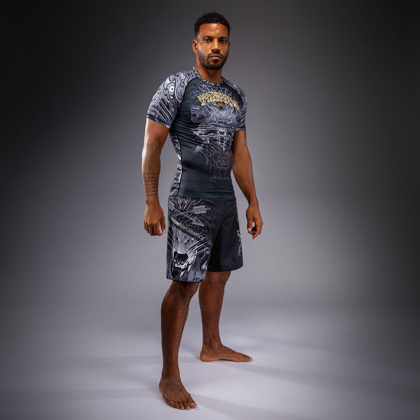 Venum Wolf Atak Short Sleeve Rashguard - Black/Grey