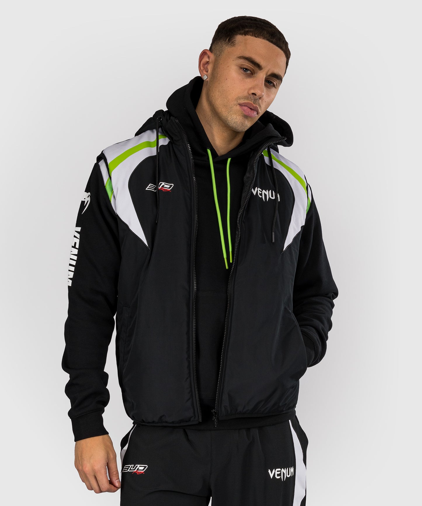 Venum X Bud Racing Down Jacket - Black/White/Lime Green