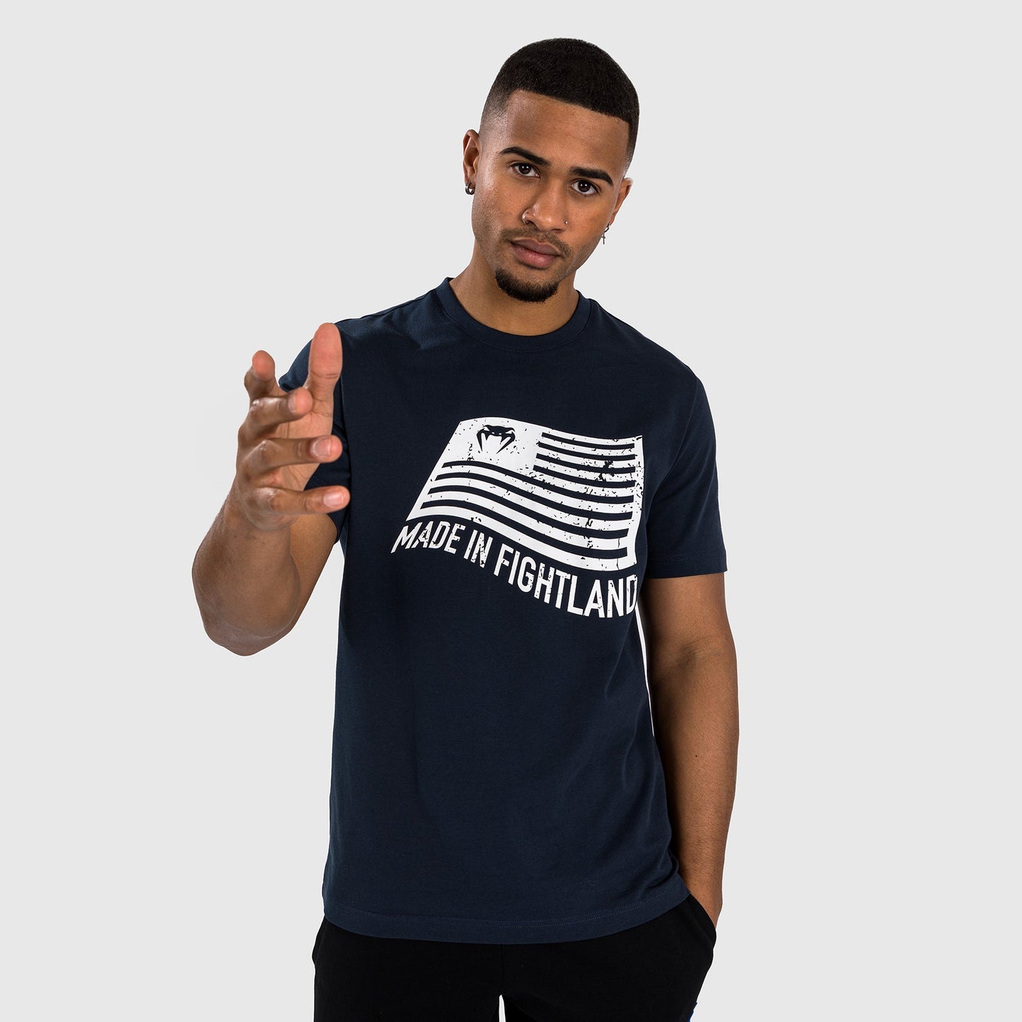 Venum Made in Fightland T-Shirt - Navy Blue/White
