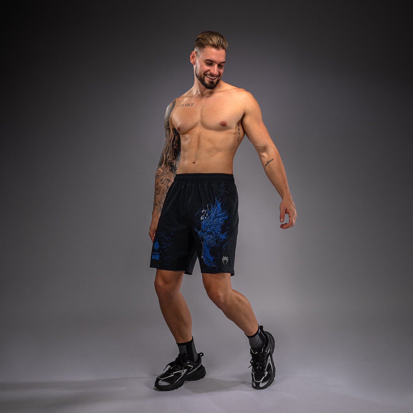 Venum Thunder Dragon Training Shorts - Black/Royal Blue