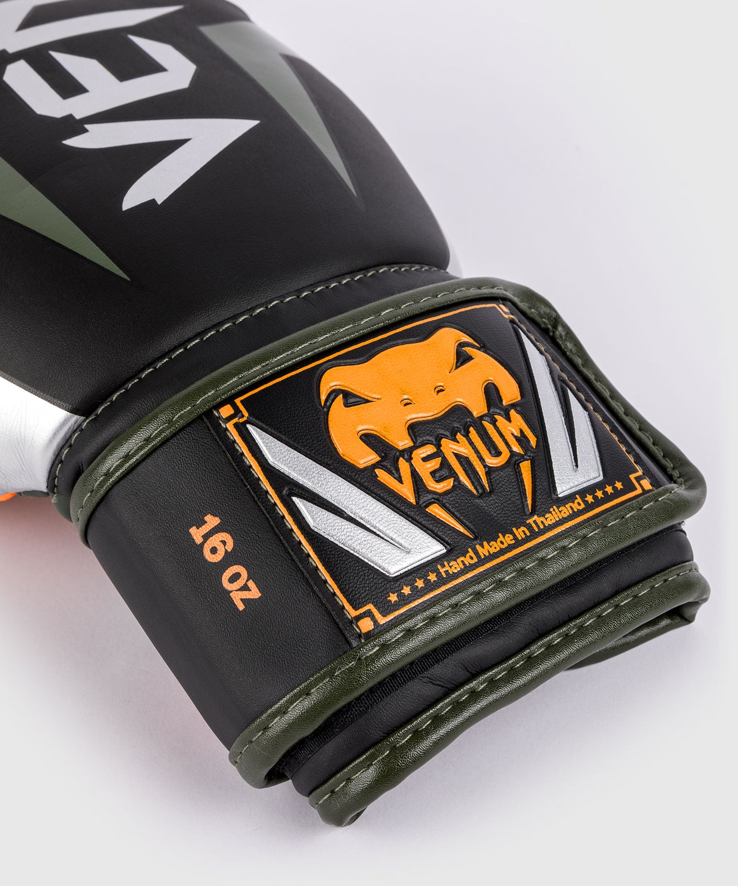 Venum Elite Boxing Gloves - Black/Silver/Kaki