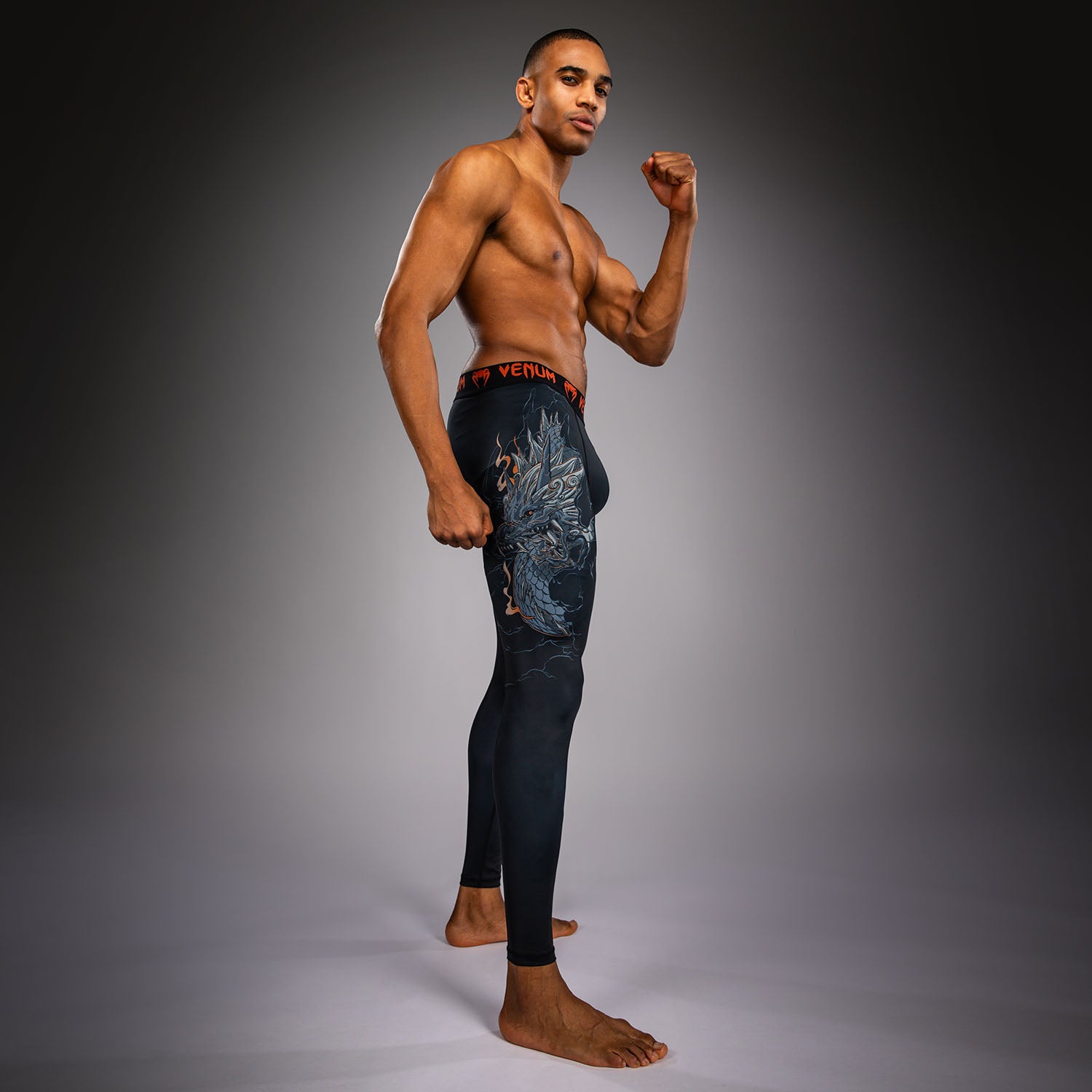 Venum Thunder Dragon Spats - Black/Grey/Copper  product-type_Compression Pants Venum