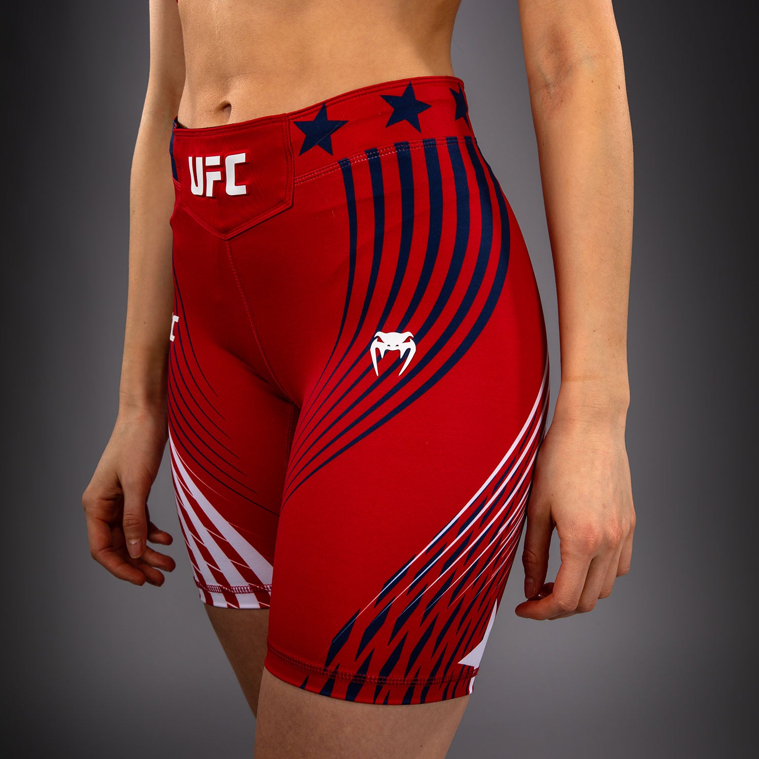 Women's Official UFC Freedom 250 by Venum Red Personalized Authentic Long Fit Vale Tudo Short  product-type_Compression shorts Venum