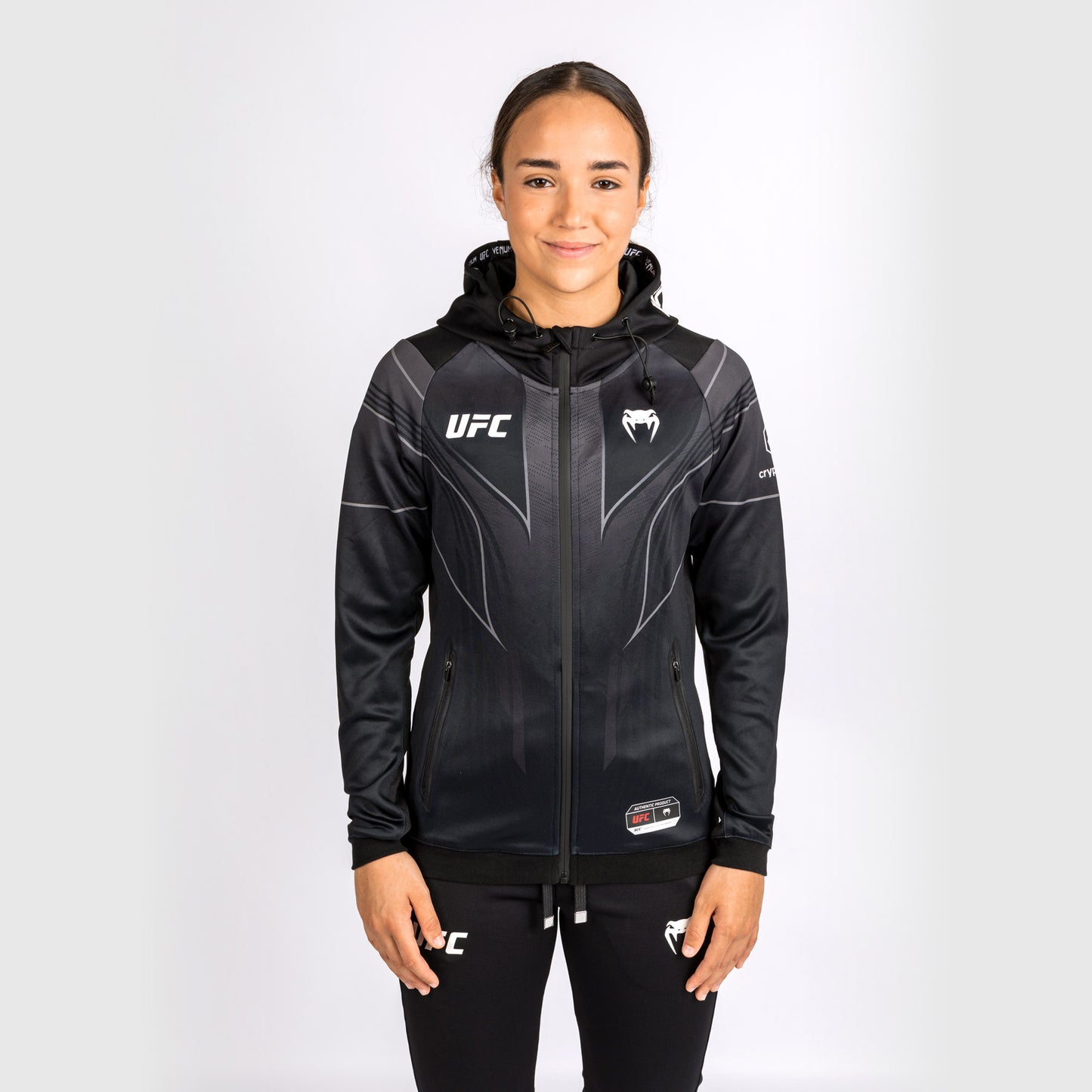 UFC Venum Personalized Authentic Fight Night 2.0 Kit by Venum Women's Walkout Hoodie - Black