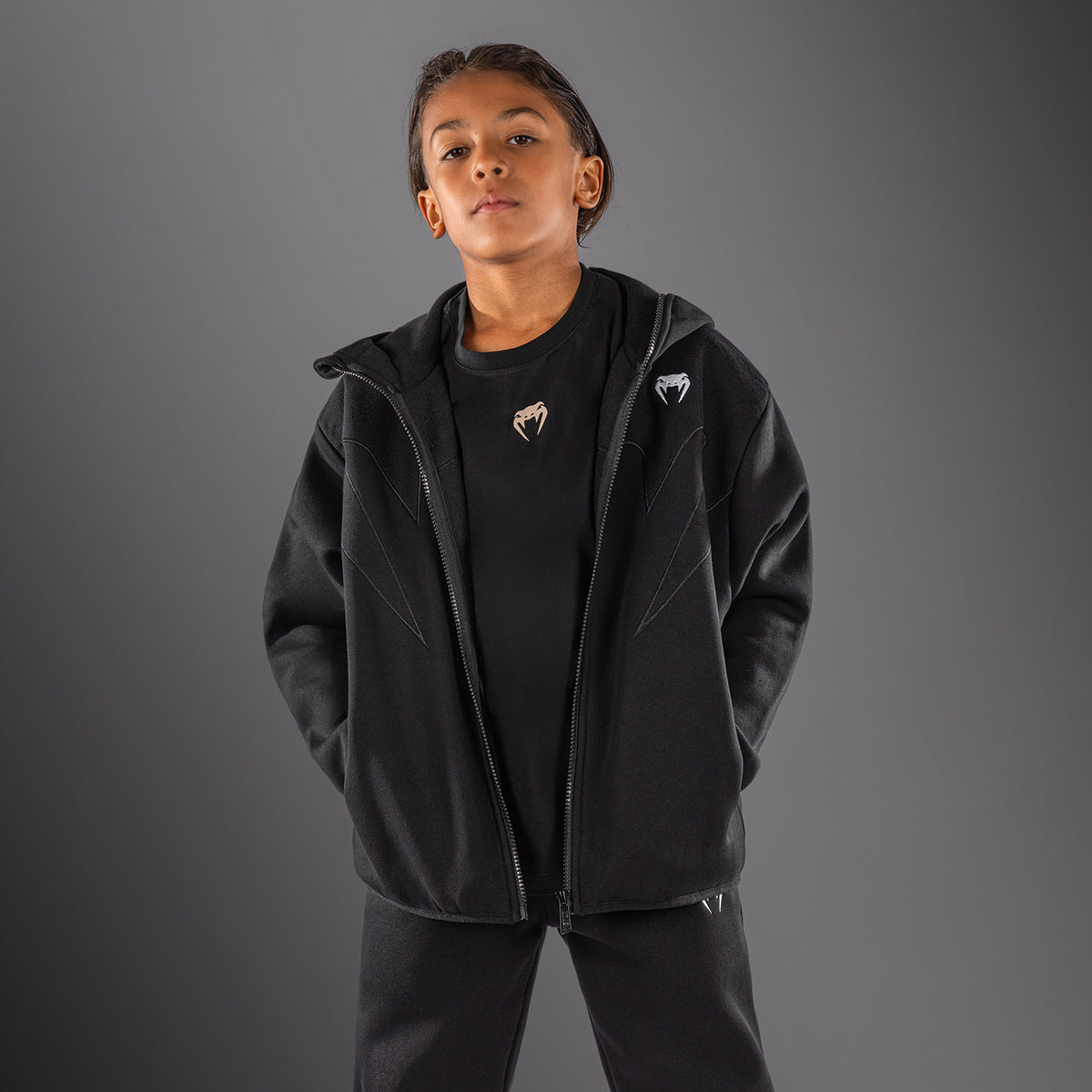 Venum Attack Fleece & Weave Kids Track Jacket - Black  product-type_Sweatshirts Venum