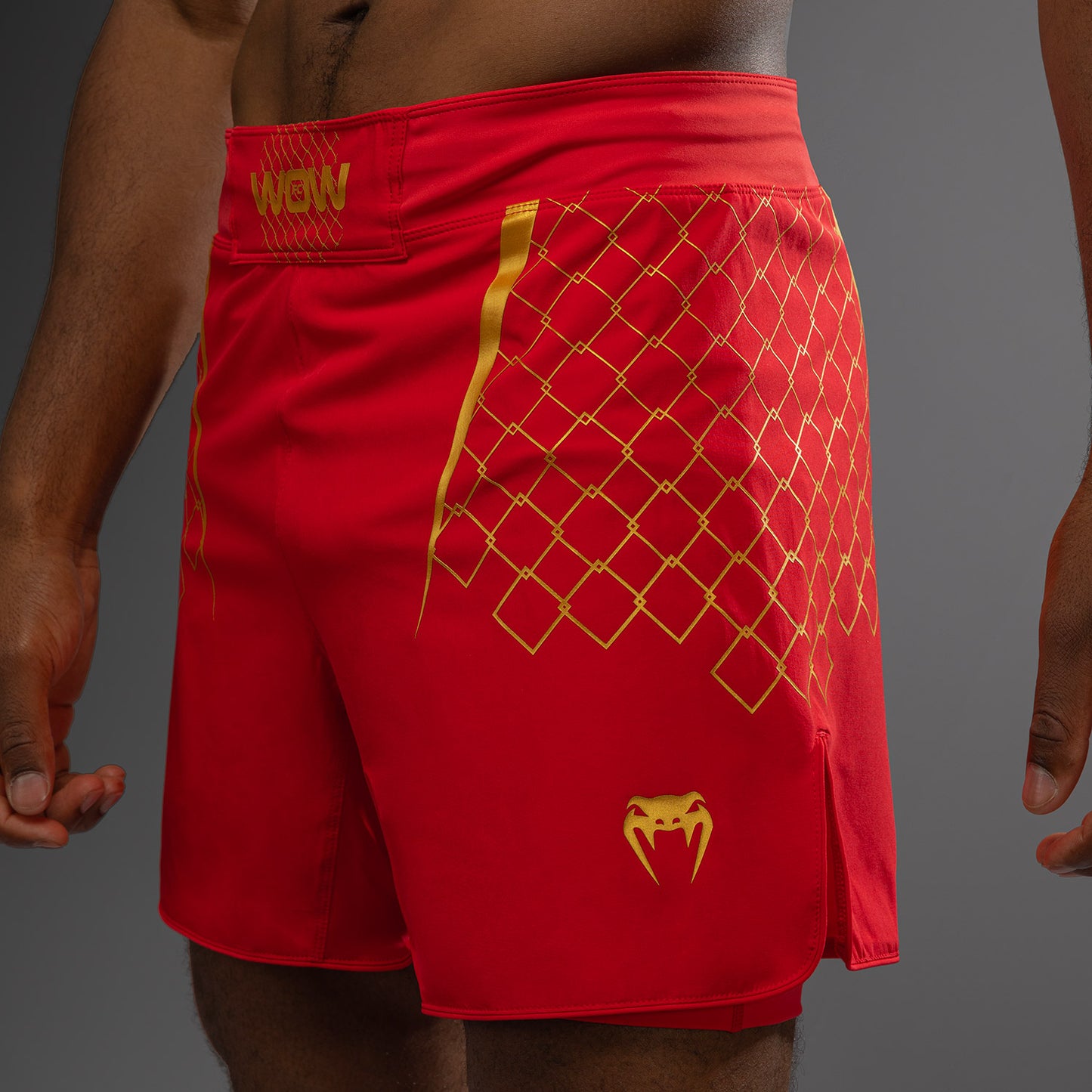 Venum x WOW FC Men’s Fight Shorts - Fury Red/ Gold