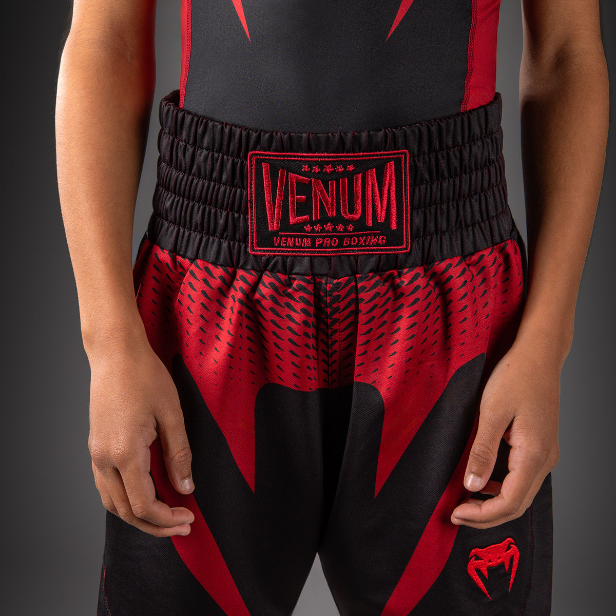 Venum Attack Kids Boxing Shorts - Black/Red  product-type_Boxing shorts Venum