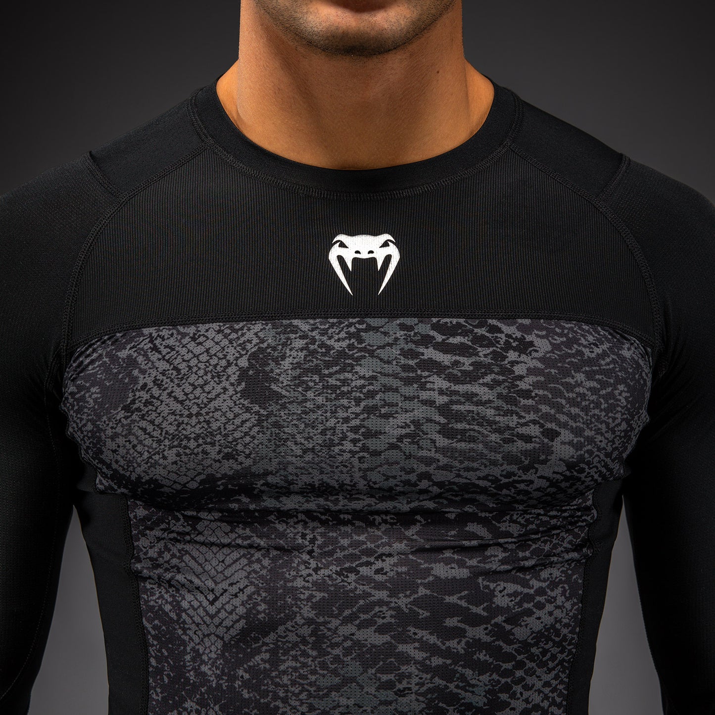 Venum G-Fit Scales Long Sleeve Rashguard - Black/ Charcoal Grey