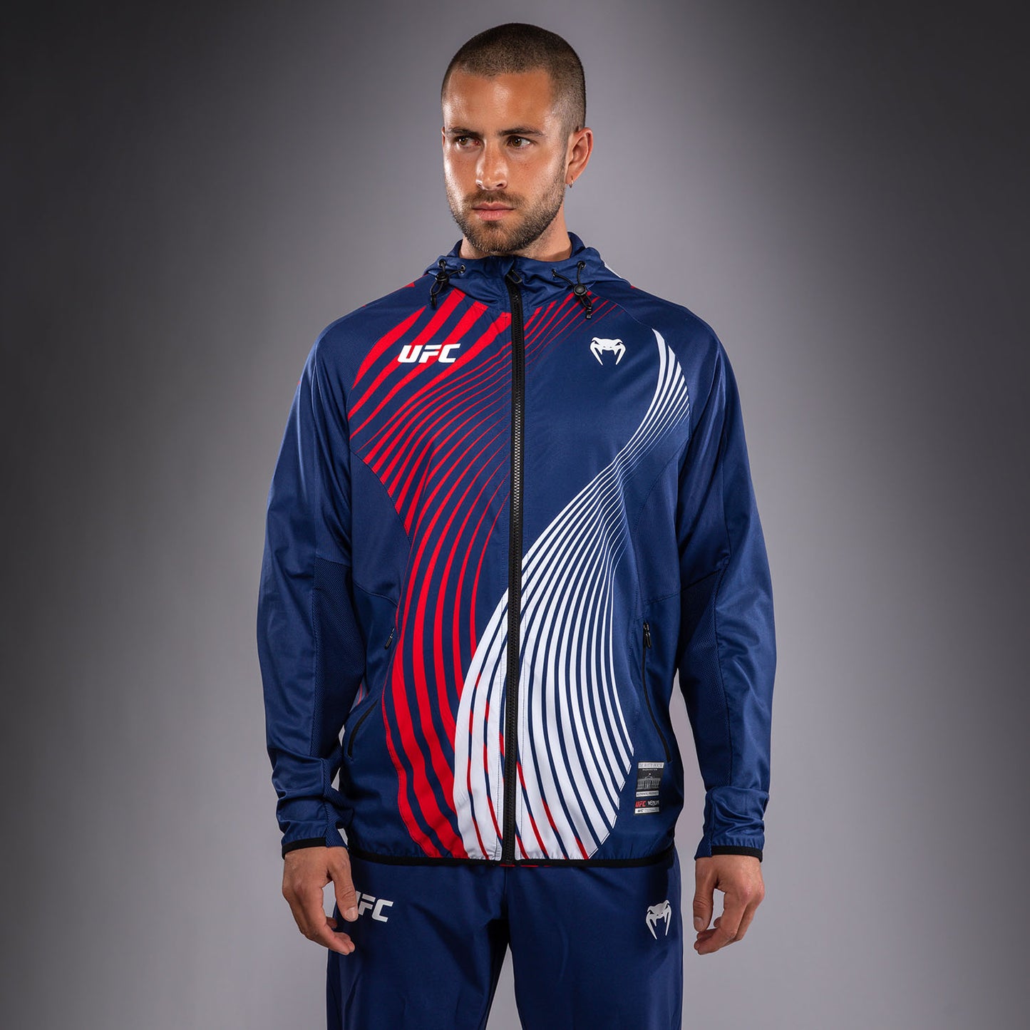 Men's Official UFC Freedom 250 by Venum Blue Personalized Authentic Fight Night Walkout Hoodie