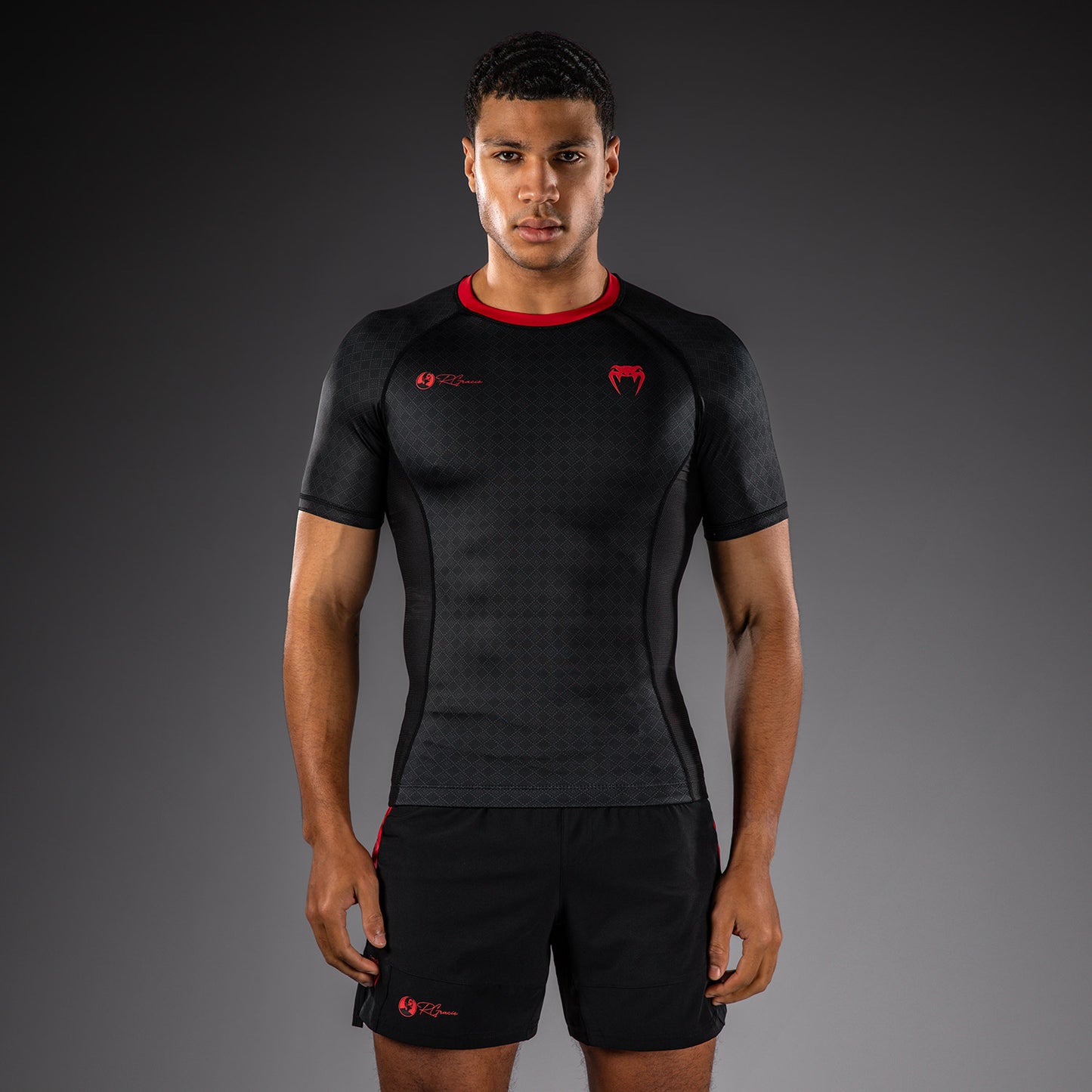 Venum x Roger Gracie Signature Short Sleeve Rashguard - Black/Red