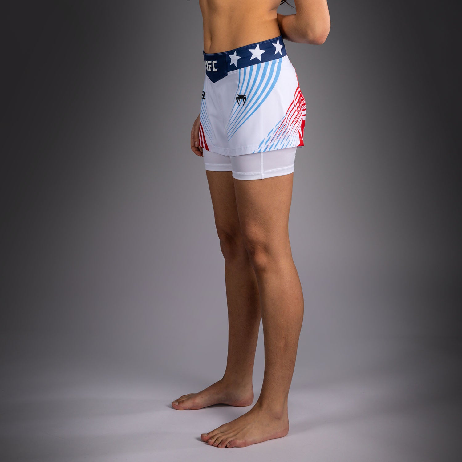 Women's Official UFC Freedom 250 by Venum White Personalized Authentic Fight Night Fight Short  product-type_MMA Shorts Venum