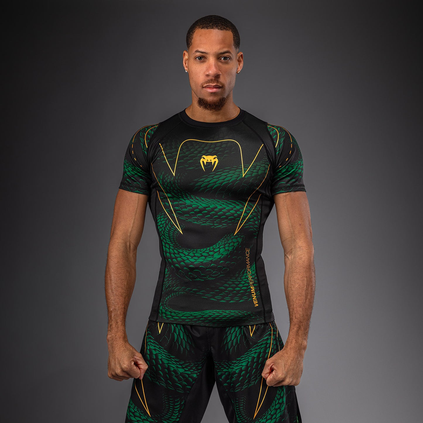 Venum Matupa Short Sleeve Rashguard - Black/Green/Gold