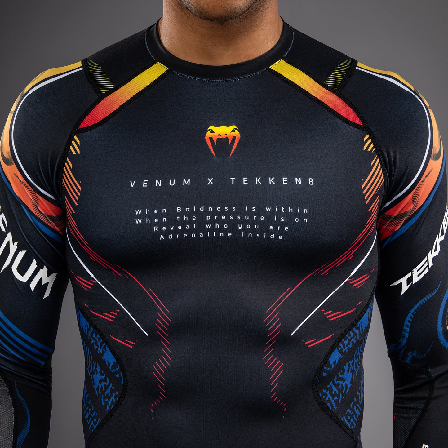 Venum x TEKKEN 8 Long Sleeve Rashguard - Yoshimitsu - Black/Orange