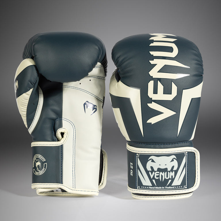Venum Elite Boxing Gloves - White/Navy Blue - Venum