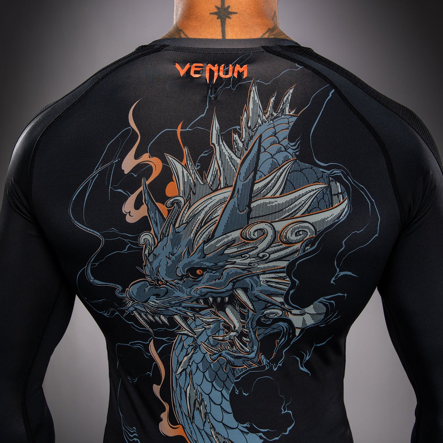 Venum Thunder Dragon Long Sleeve Rashguard - Black/Grey/Copper