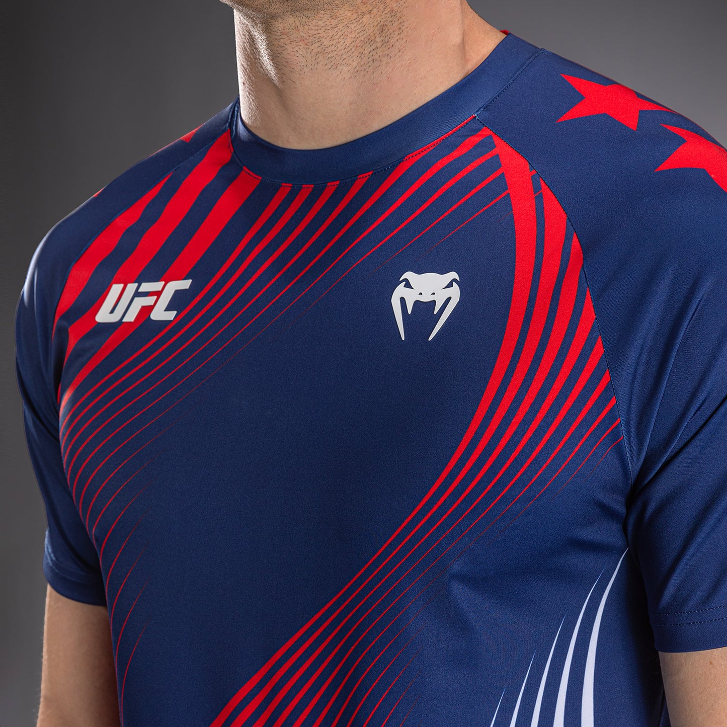 Men's Official UFC Freedom 250 by Venum Blue Authentic Fight Night Walkout Jersey -Hokit
