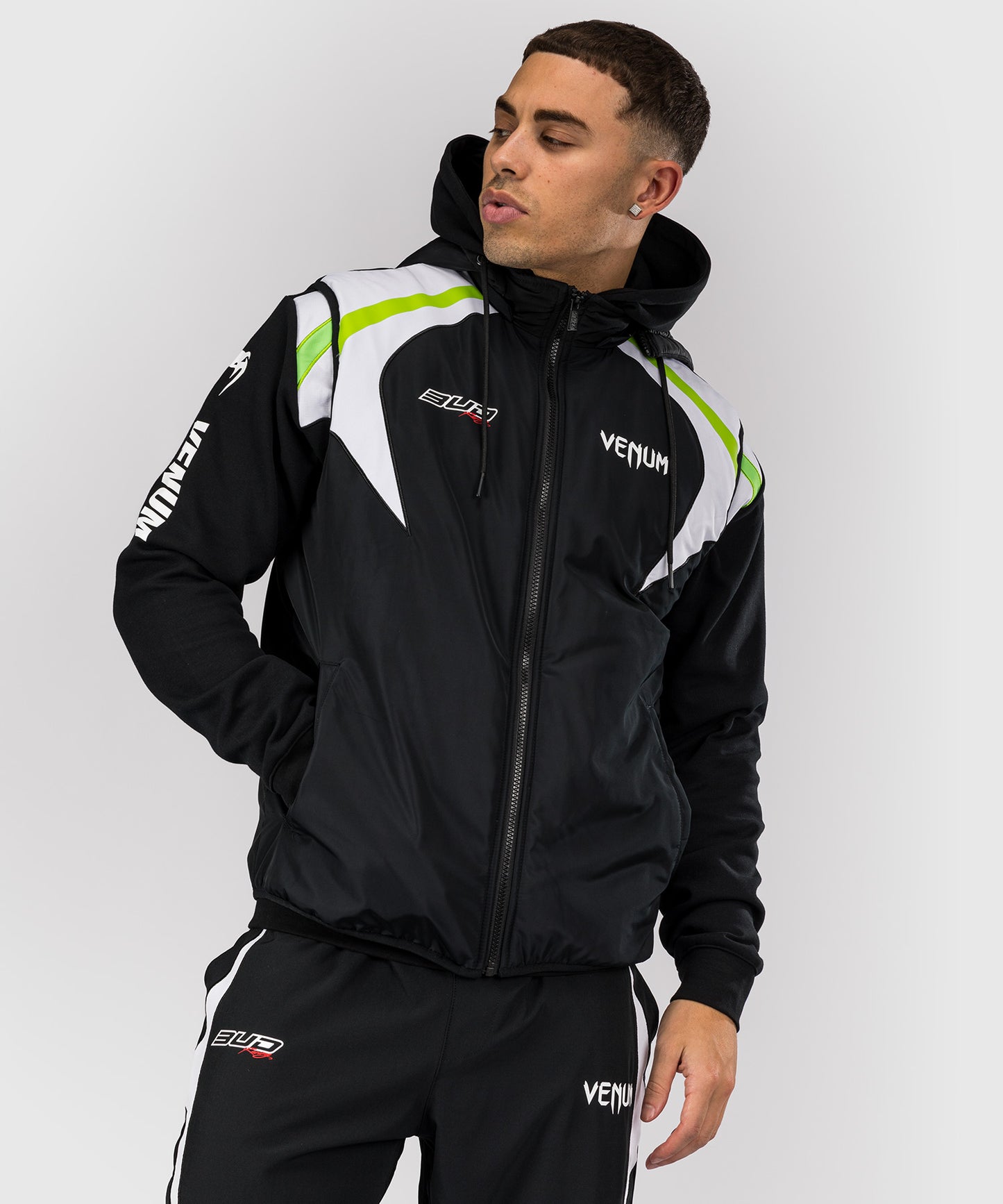 Venum X Bud Racing Down Jacket - Black/White/Lime Green