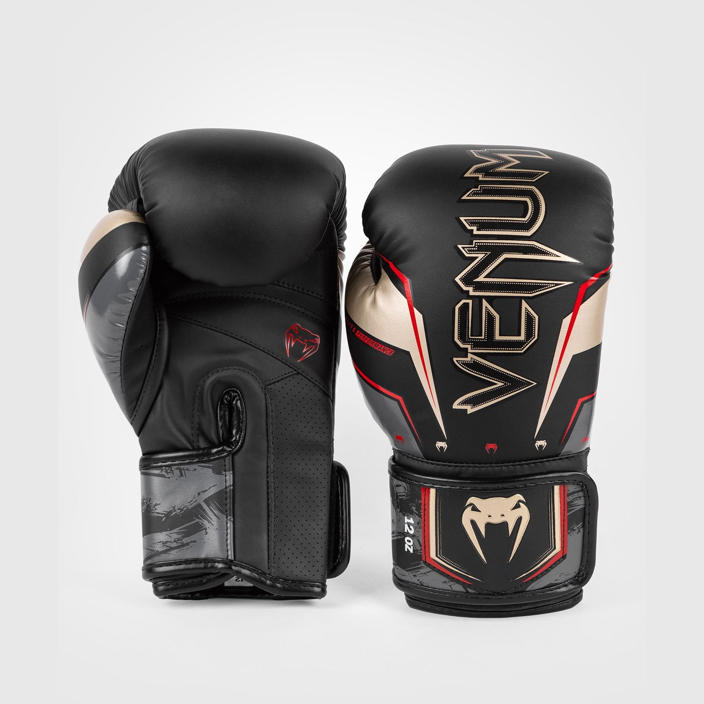 Venum Elite Evo Boxing Gloves - Black/Gold/Red