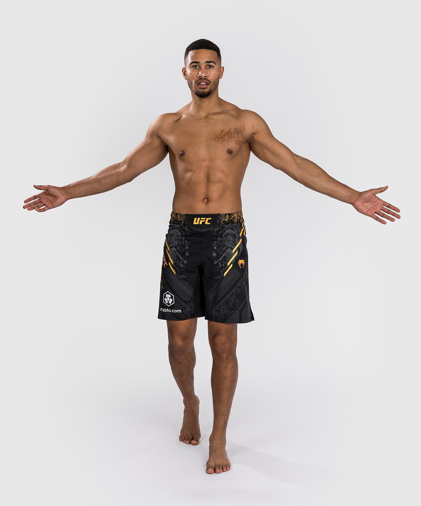 UFC Adrenaline by Venum Personalized Authentic Fight Night Men's Fight Short - Long Fit - Black/Gold