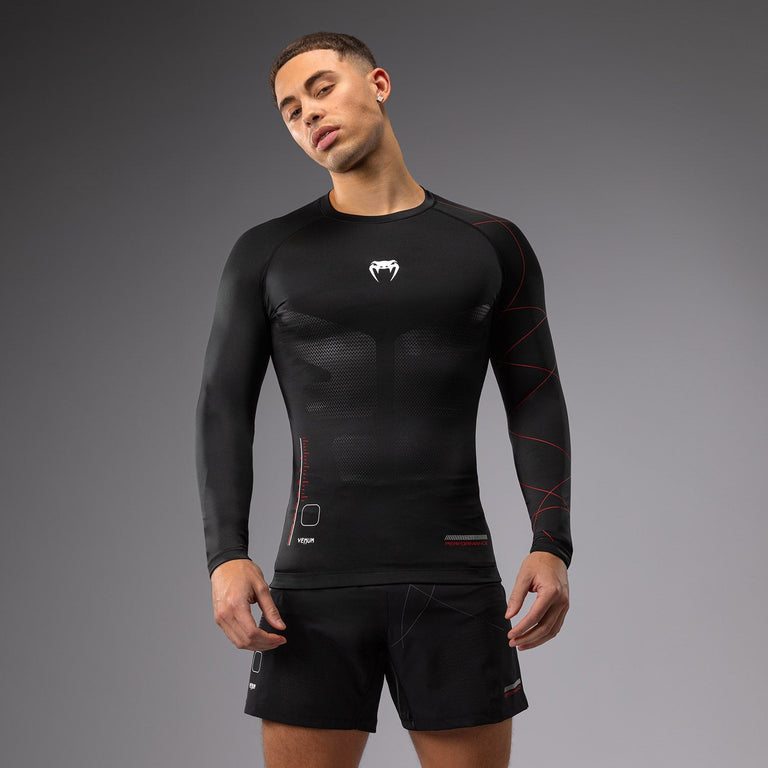 Venum Tactical XT Men's Long Sleeve Rashguard - Black/Fire Red - Venum
