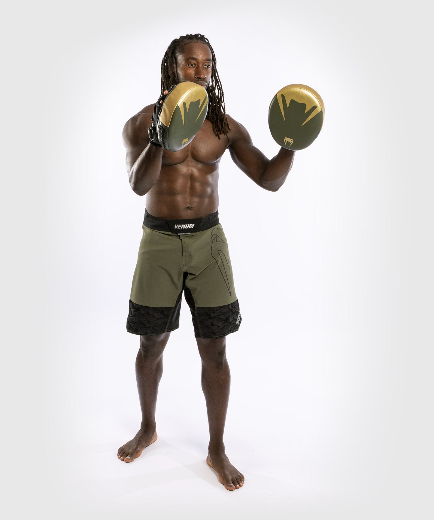 Venum Pro Boxing Big Punch Mitts (Pair) - Khaki/Gold